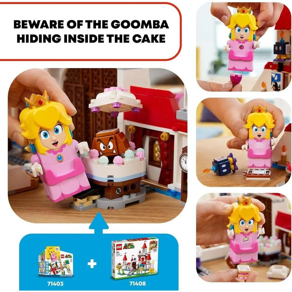 LEGO Super Mario Juego expansión Castillo Peach, juguete construcción con figuras Bowser y Toadette, para niños 8 años