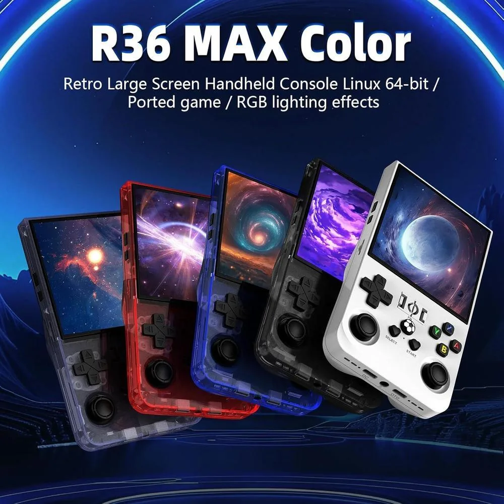 R36MAX consola retro con pantalla IPS, sistema Linux, batería 4000mAh, mini arcade portátil y 128G integrado, gris plomo
