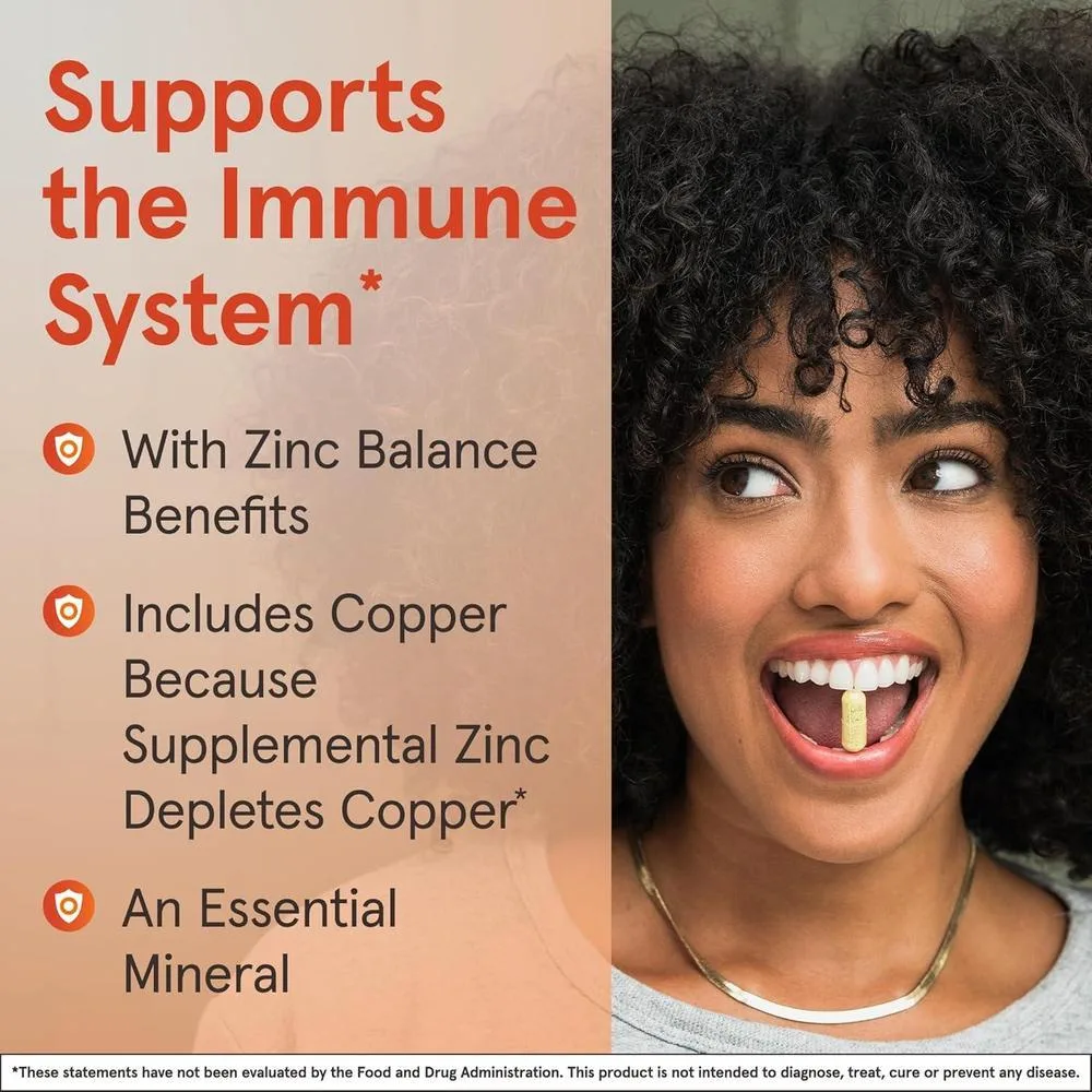 Suplemento Balance de Zinc Jarrow Formulas, con cobre para refuerzo inmunológico, 100 cápsulas, vegano y libre de alérgenos
