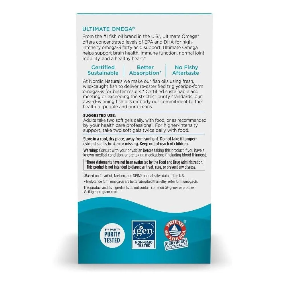 Nordic Naturals Ultimate Omega, sabor a limón, 90 geles suaves, alto Omega-3, suplemento aceite pescado