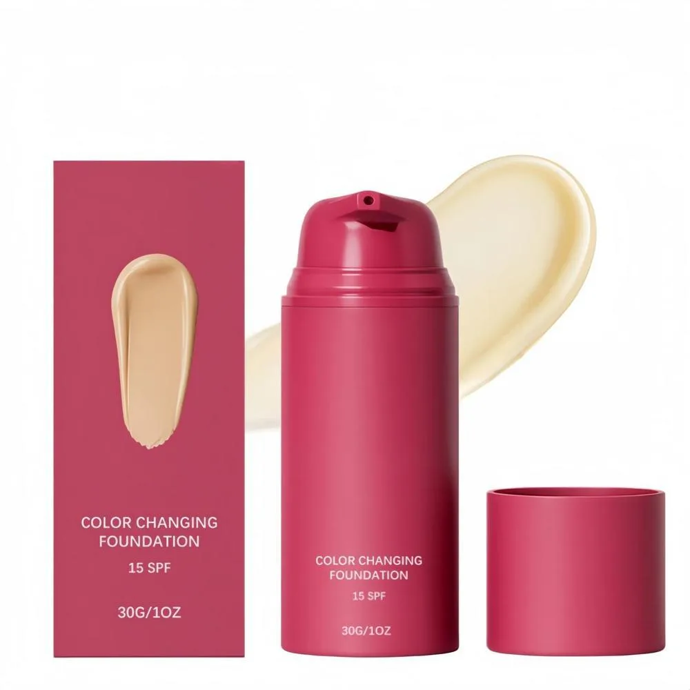 Color Changing Foundation, Skin Tone Adapting Liquid Foundation for Natural Finish, Lightweight Buildable Coverage, SPF 15 Makeup for All Skin Types, 1 Fl Oz (A)