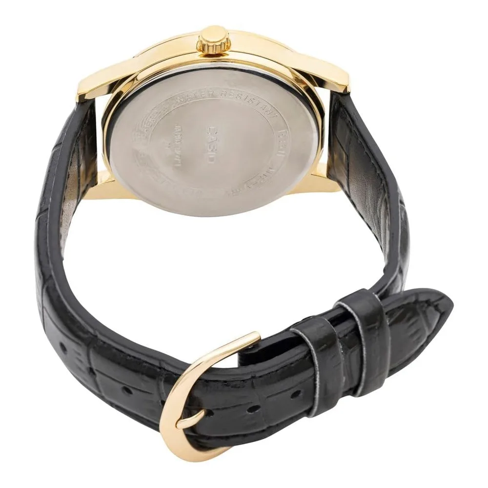 Reloj de pulsera Casio para hombre con correa de cuero negro y movimiento cuarzo, ideal para ocasiones especiales