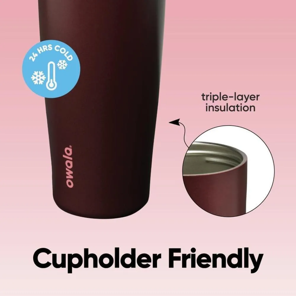 Botella de agua aislada de acero inoxidable Owala FreeSip con pico de dos vías, pajita y asa de cubo, sin BPA, a prueba de fugas