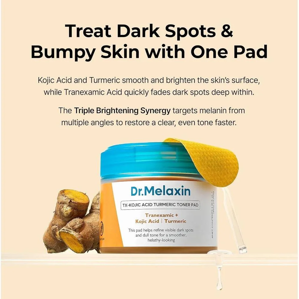 Almohadillas De Tóner Iluminadoras Dr.Melaxin TX Con Cúrcuma Y Ácido Kójico 190ml