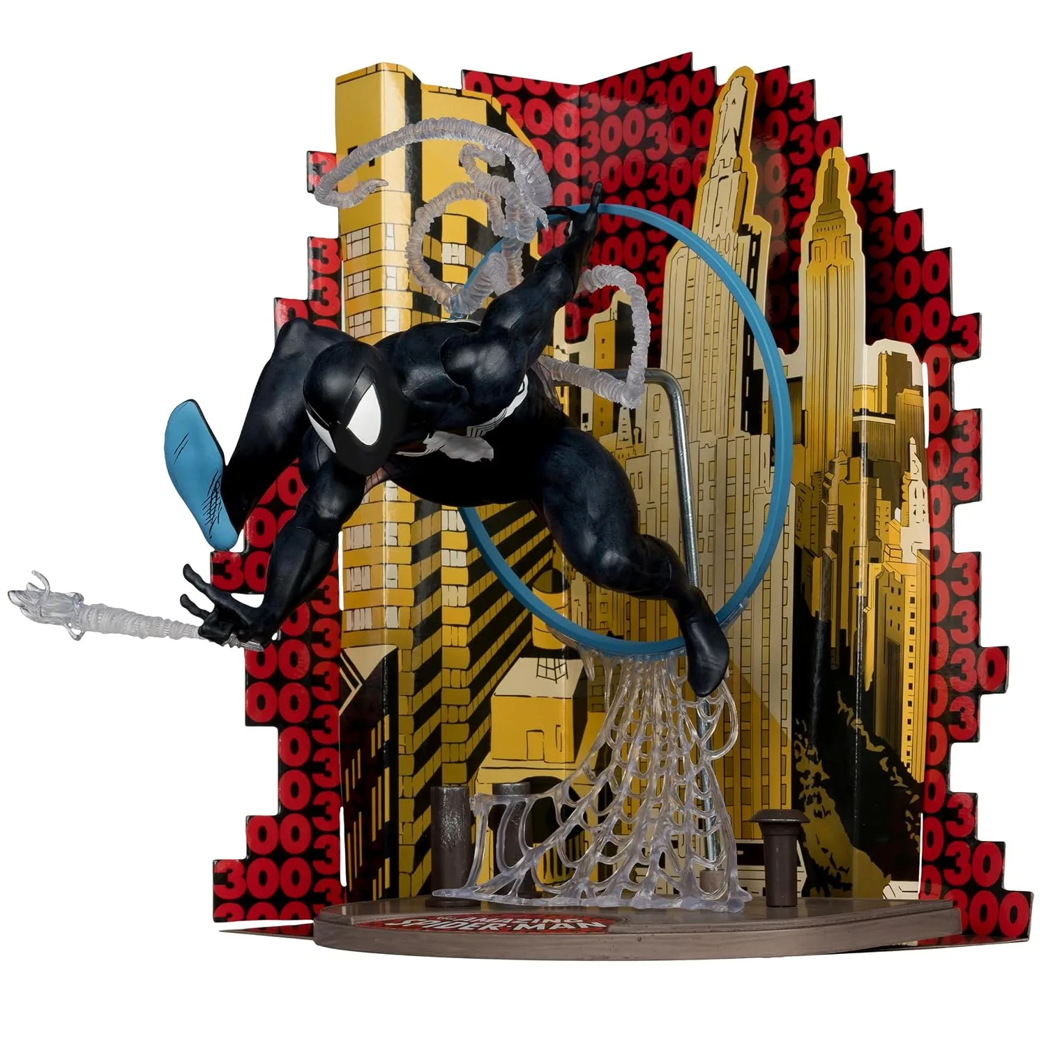 McFarlane Toys Marvel Spider-Man (Symbiote Suit) Escala 1:6 con Escena y Comic (The Amazing Spider-Man #300)