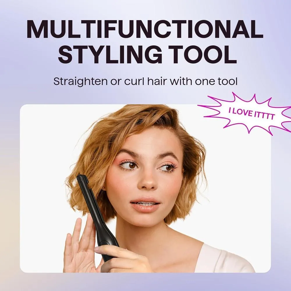 Plancha plana pequeña tipo lápiz Wavytalk para cabello corto, corte pixie y flequillo. Ideal para peinados precisos y rizos suaves