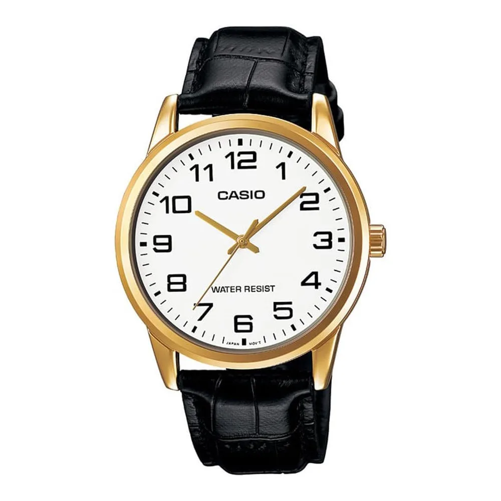 Reloj de pulsera Casio MTP-V001GL-7B cuarzo correa cuero negro
