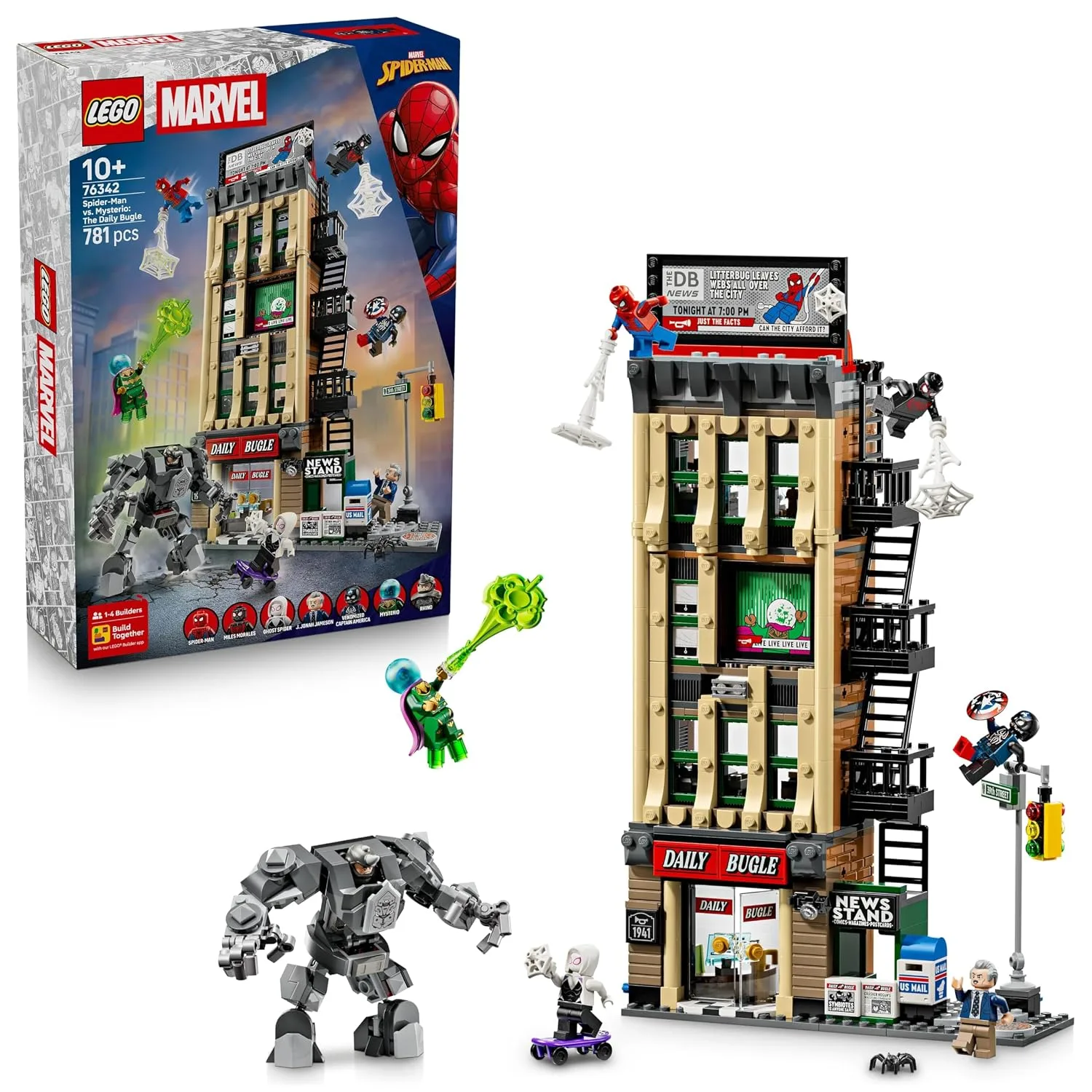 Set de construcción LEGO Marvel Spider-Man vs. Mysterio Daily Bugle 76342