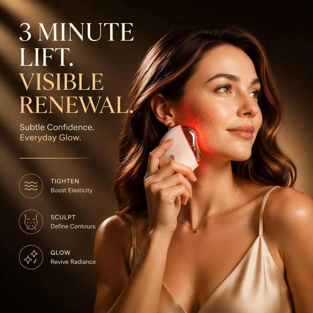AVORLA herramienta facial LED Gua Sha con microcorriente y calor para tonificación de piel y reducción de arrugas