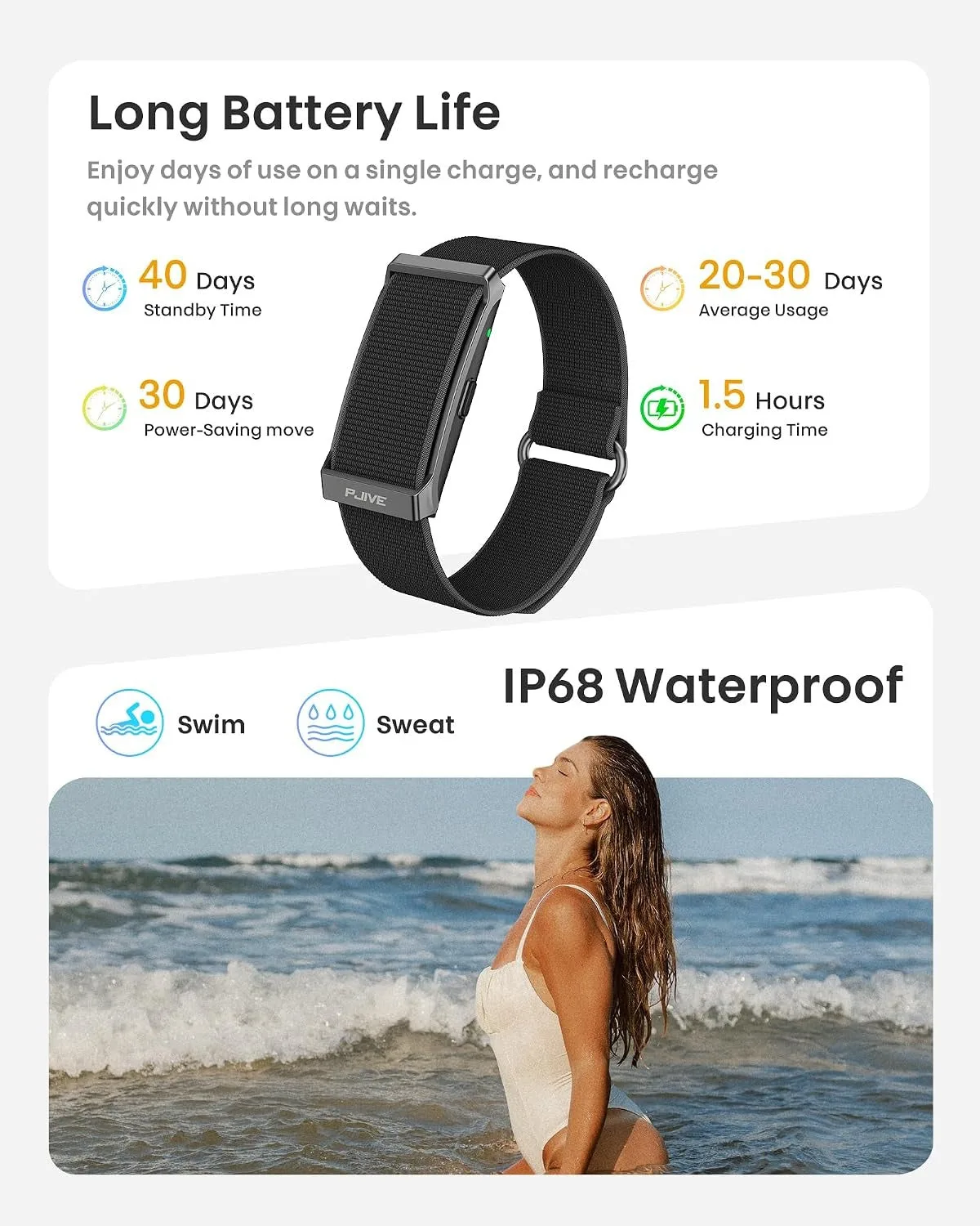 PJIVE Pulsera inteligente, rastreador de actividad física y salud