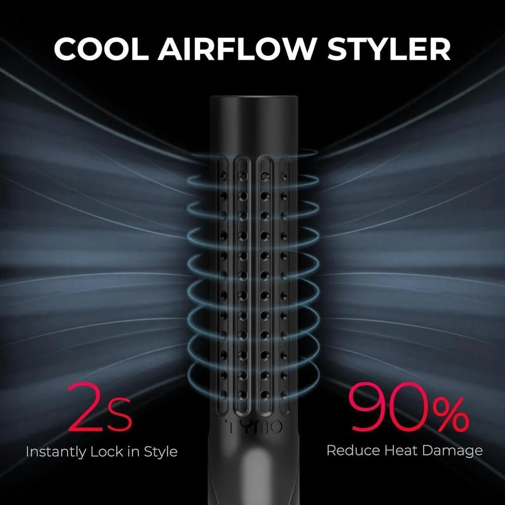 TYMO Airflow 2.0 Plancha rizadora de pelo 2 en 1 con tecnología avanzada, antienredos y 5 ajustes de temperatura, color negro