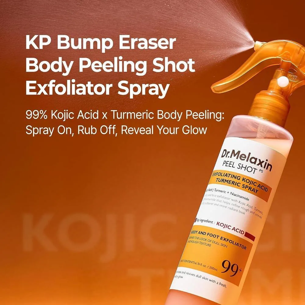 Dr.Melaxin Cuidado de Queratina Corporal Ácido Kójico Cúrcuma Spray Exfoliante Solución Peeling Cuidado Coreano