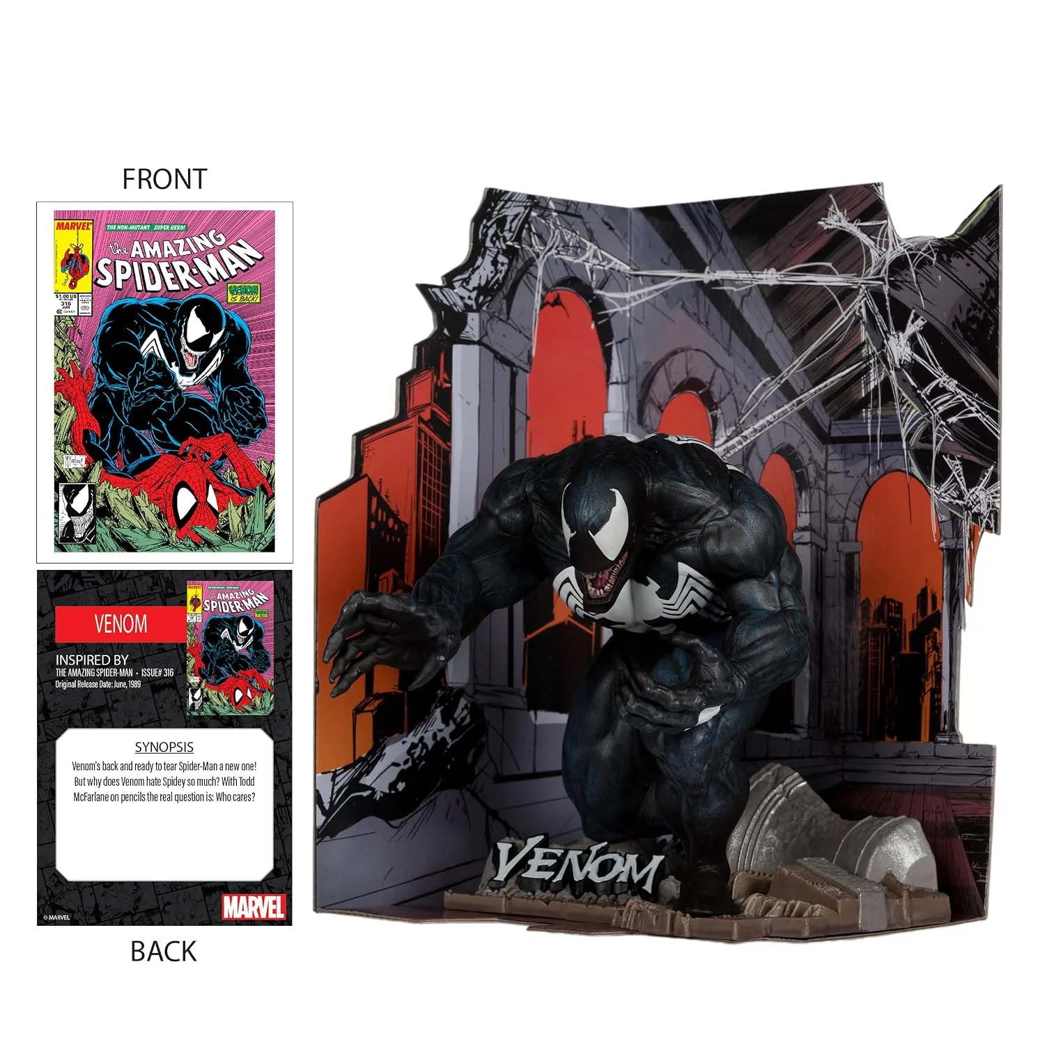 McFarlane Toys Marvel Venom Escala 1:10 con Escena (The Amazing Spider-Man #316)