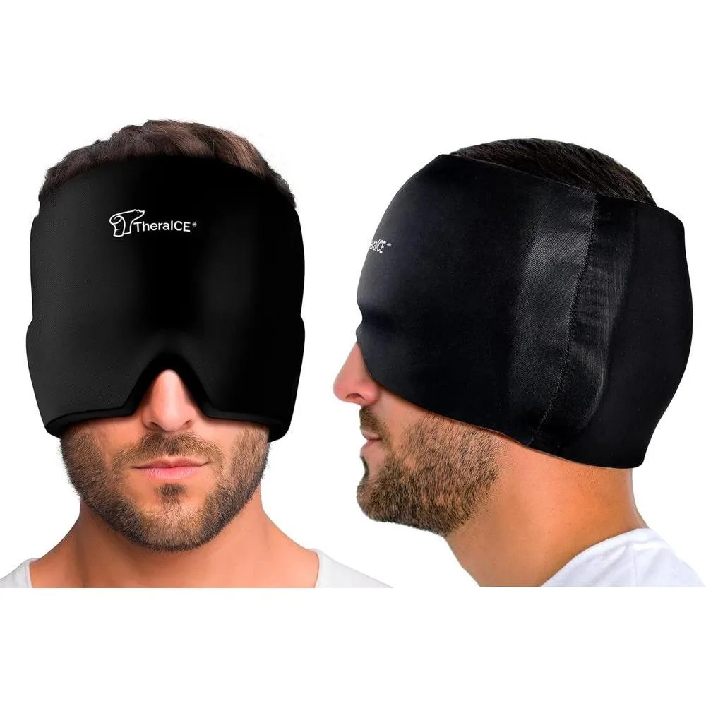 Gorro Alivio para Migraña TheraICE, Calmante para el Dolor de Cabeza, Máscara Facial de Compresa Fría de Gel Refrescante