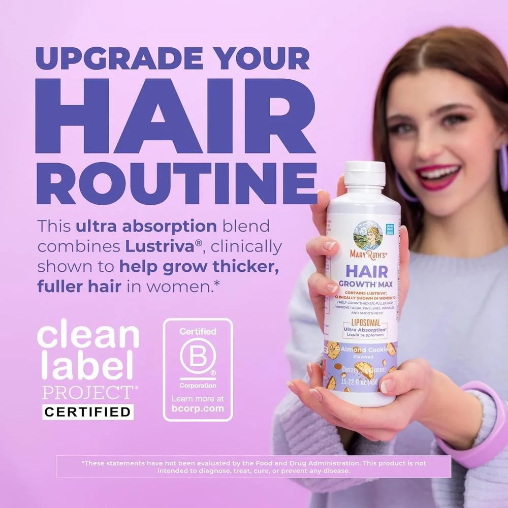 MaryRuth Organics Crecimiento de Cabello MAX Liposomal con Lustriva, Biotina y Aceite de Semilla de Calabaza