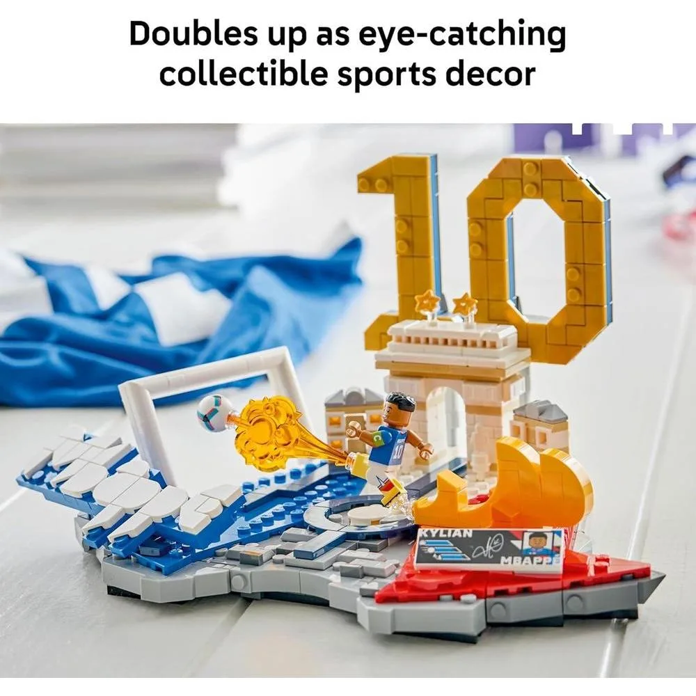 LEGO Editions Kylian Mbappé - Juego de construcción para niños y niñas, regalo de fútbol coleccionable con placa y decoración