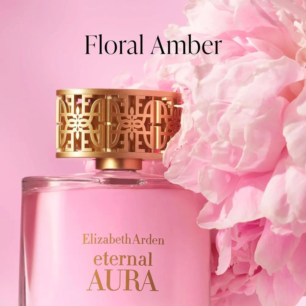 Perfume Eternal Aura Eau de Parfum Elizabeth Arden con notas de pimienta rosa, magnolia y sándalo, aroma floral y ámbar