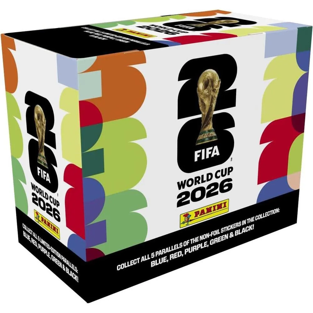 2026 Panini FIFA World Cup Sticker Box – 25 Sticker Packs – Includes Amazon Parallel Inserts – Official Tournament Collection