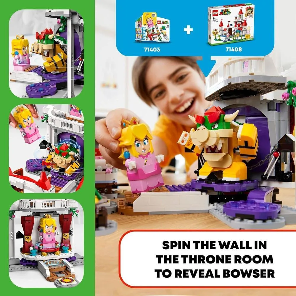 LEGO Super Mario Juego expansión Castillo Peach, juguete construcción con figuras Bowser y Toadette, para niños 8 años