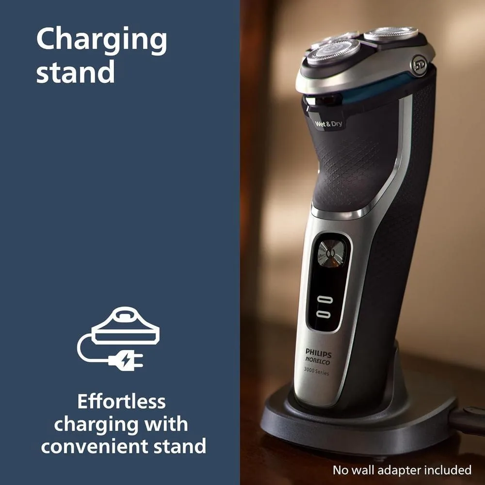 Philips Norelco Shaver 3900 Series, afeitadora eléctrica para uso húmedo y seco, con P-Cap, estuche de viaje y soporte de carga