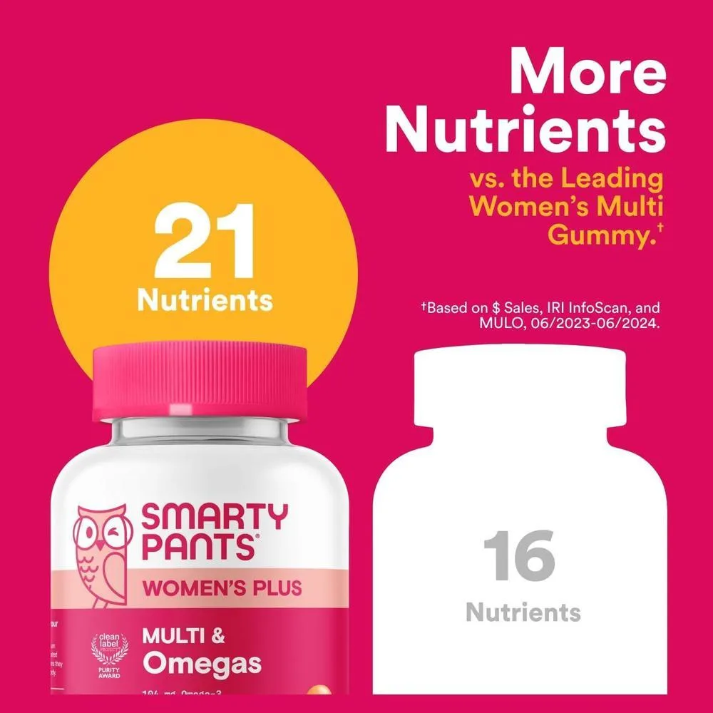 SmartyPants Gomitas Multivitamínicas para Mujer con Omega 3, Metilfolato, CoQ10, Vitaminas D3, C, B12, B6, A, K y Zinc, 90 Unidades