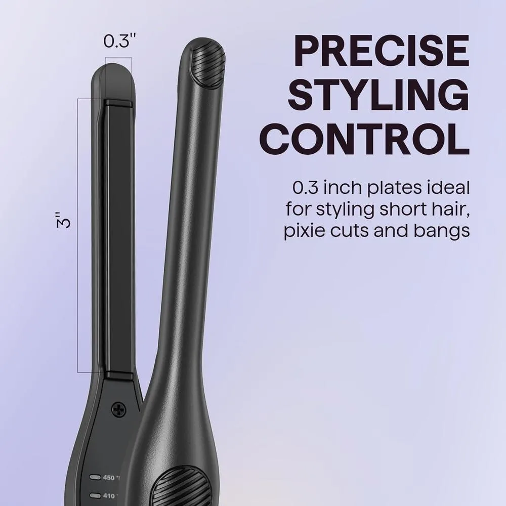 Plancha plana pequeña tipo lápiz Wavytalk para cabello corto, corte pixie y flequillo. Ideal para peinados precisos y rizos suaves