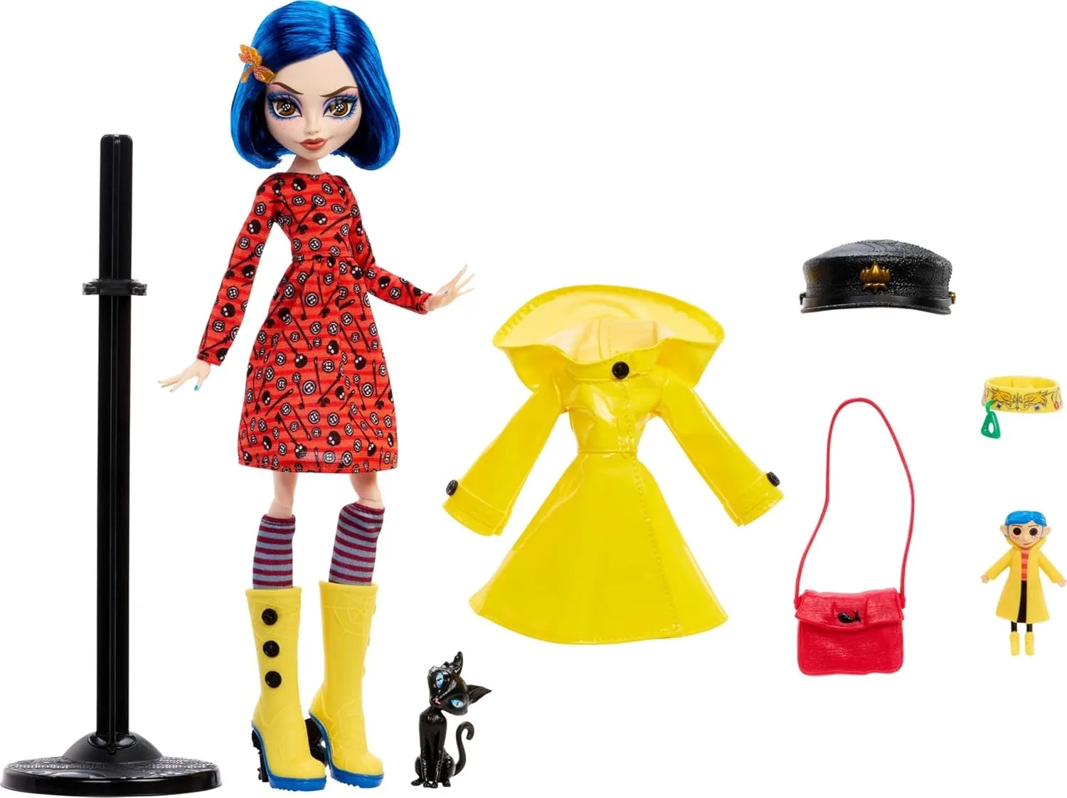 Monster High Skullector Doll, Coraline Collectible in Yellow Raincoat