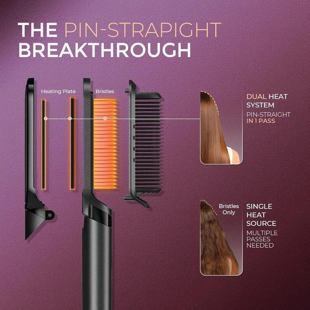 TYMO Cepillo Alisador de Pelo y Plancha 2 en 1 con Tecnología de Iones para Anti-Frizz y Alisado