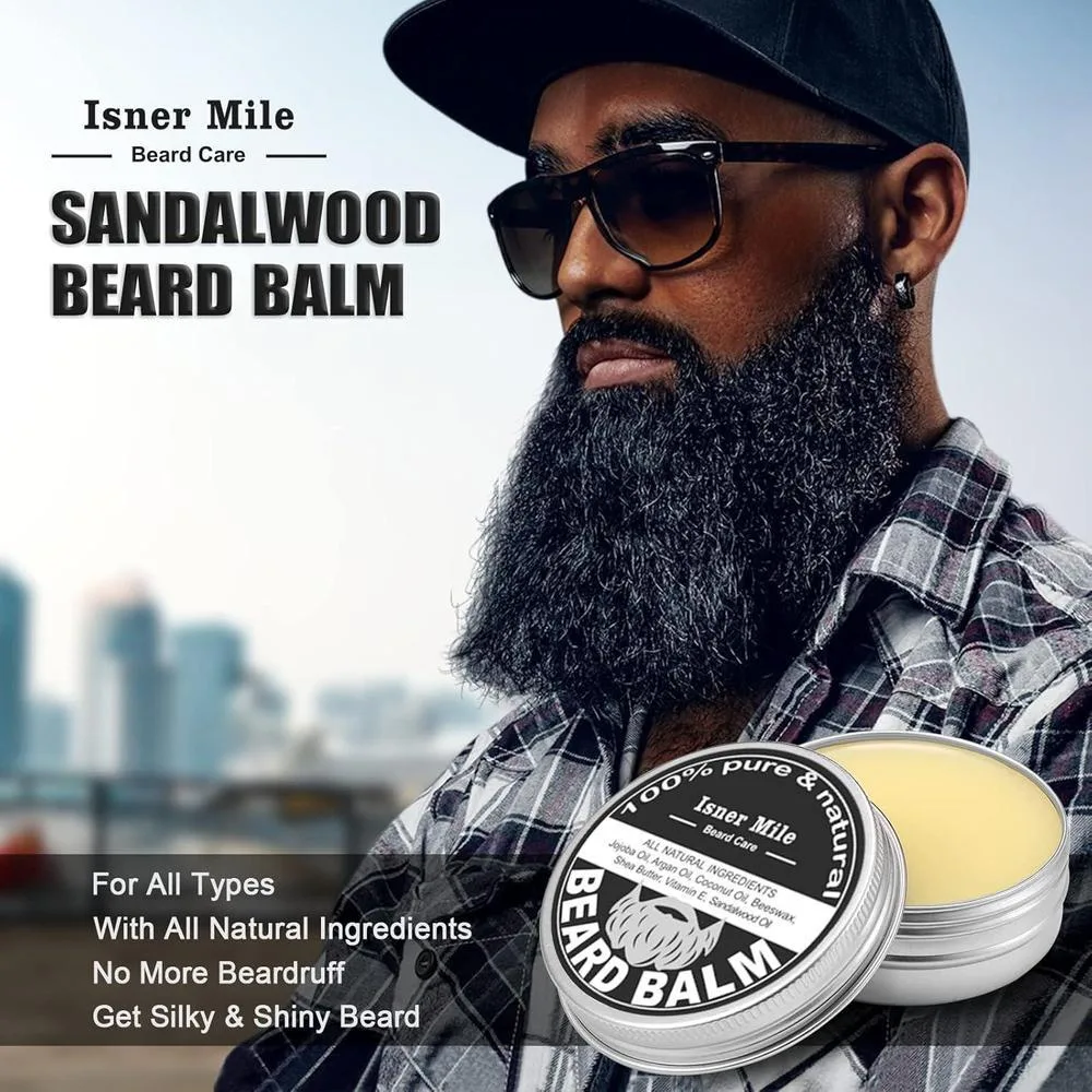 Kit de barba para hombres, incluye champú, aceite de crecimiento, bálsamo, cepillo, peine, tijeras y bolsa