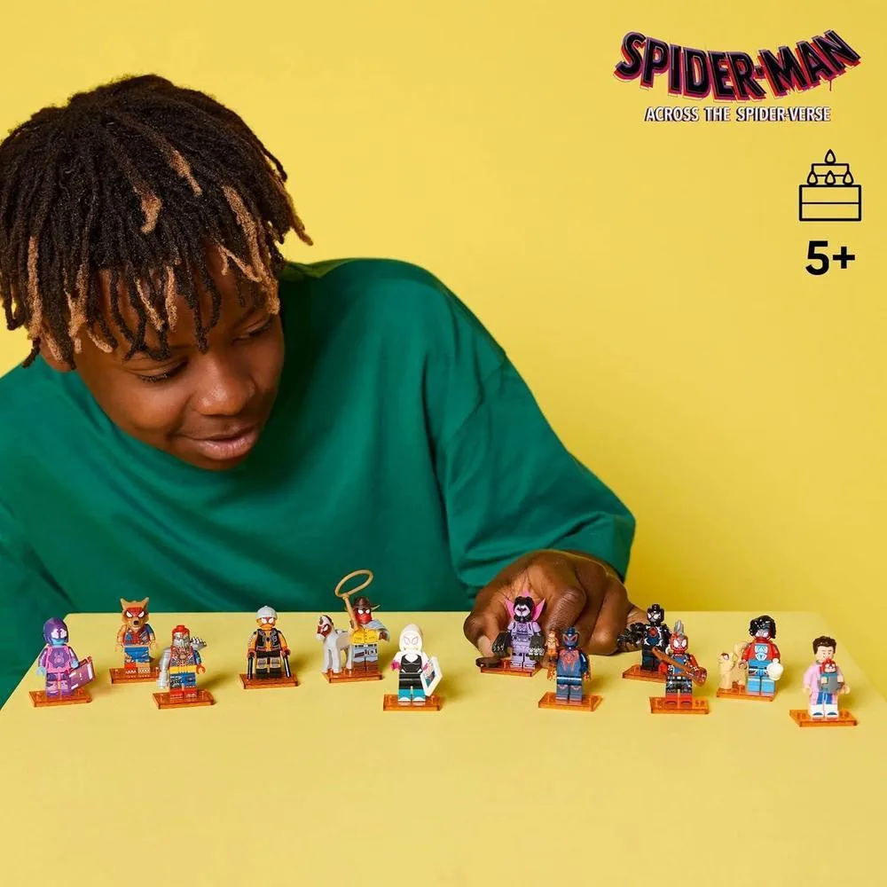 LEGO Minifiguras Spider-Man: Across the Spider-Verse, colección de 1 de 12 juguetes con accesorios para niños +5, caja misteriosa