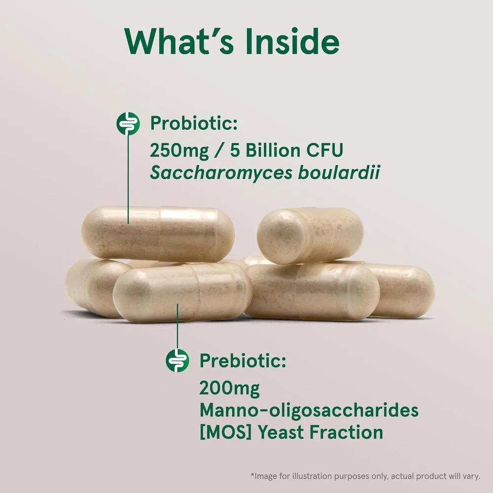 Jarrow Formulas Saccharomyces Boulardii + MOS Probiotics, Apoyo Digestivo e Intestinal, 5B CFU, 180 Cápsulas, Vegano
