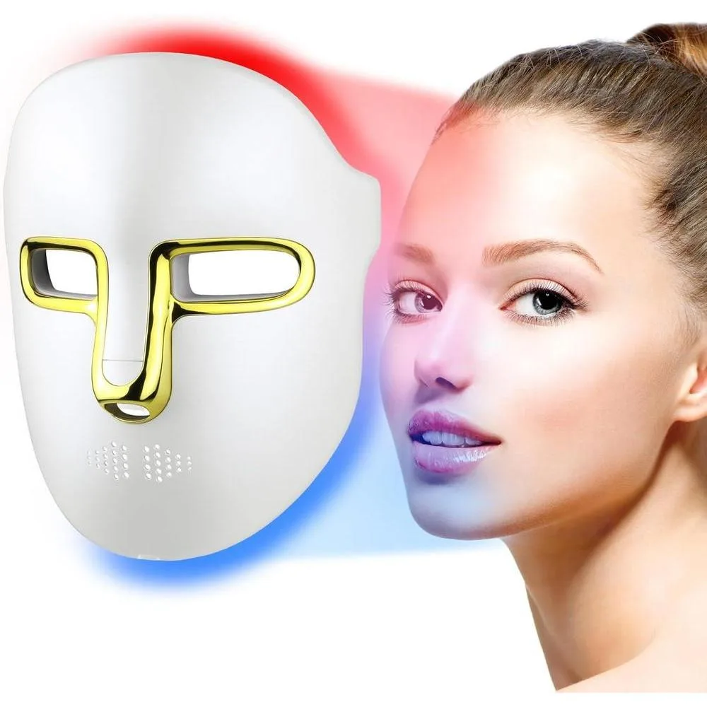 Mascarilla facial LED Kelyoo con luz roja, azul e infrarroja para terapia antiedad