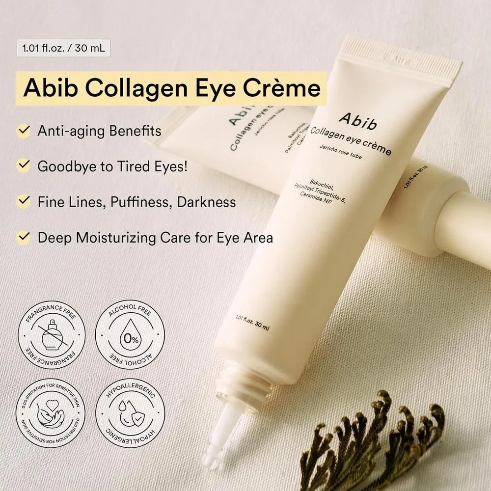 Abib Crema de Ojos con Colágeno y Rosa de Jericó, Reduce Ojeras, Hinchazón y Líneas Finas