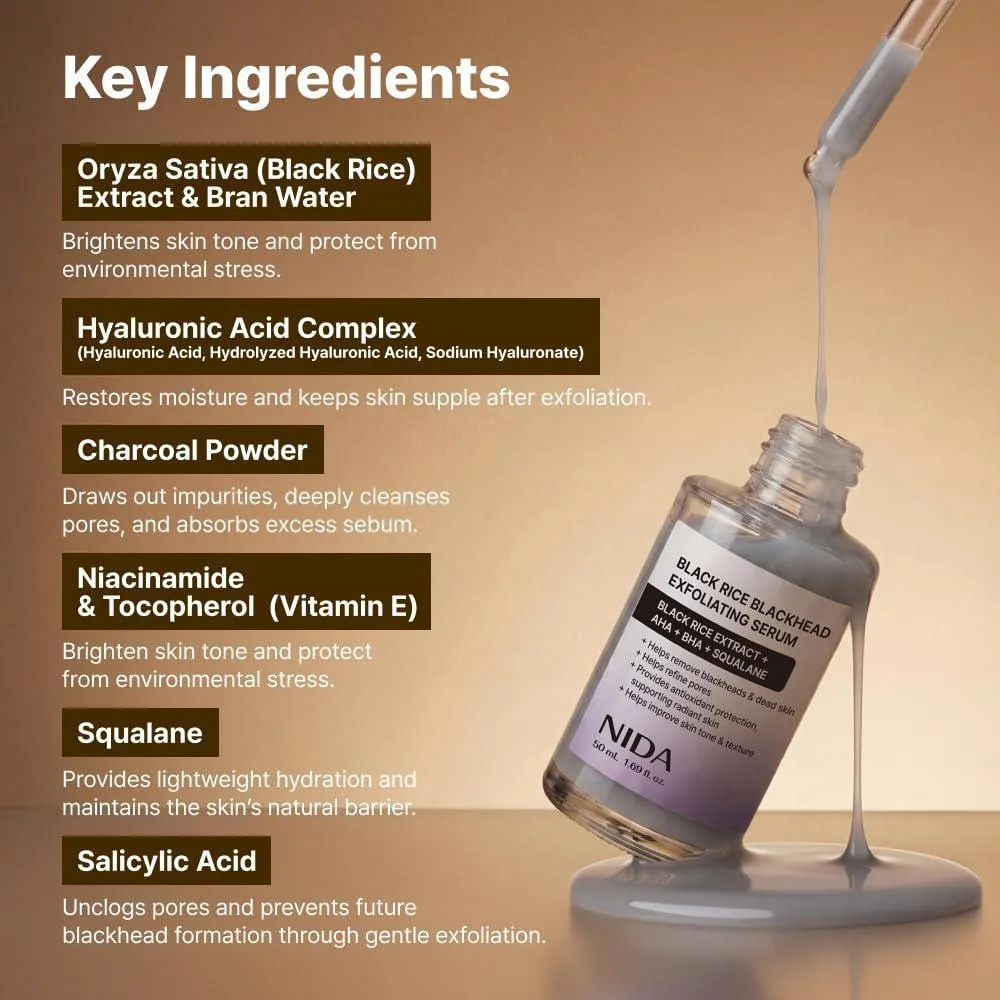 Nida Suero Exfoliante De Arroz Negro 50ml Exfoliante Facial Suave Para Todo Tipo De Piel