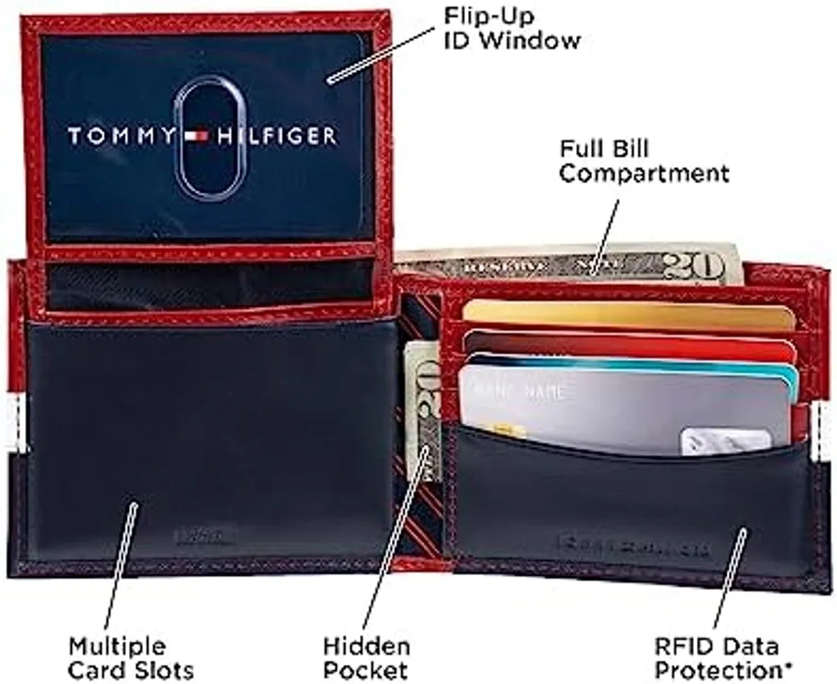 Tommy Hilfiger Men's Leather Orson RFID Bifold Wallet with Removable Passcase