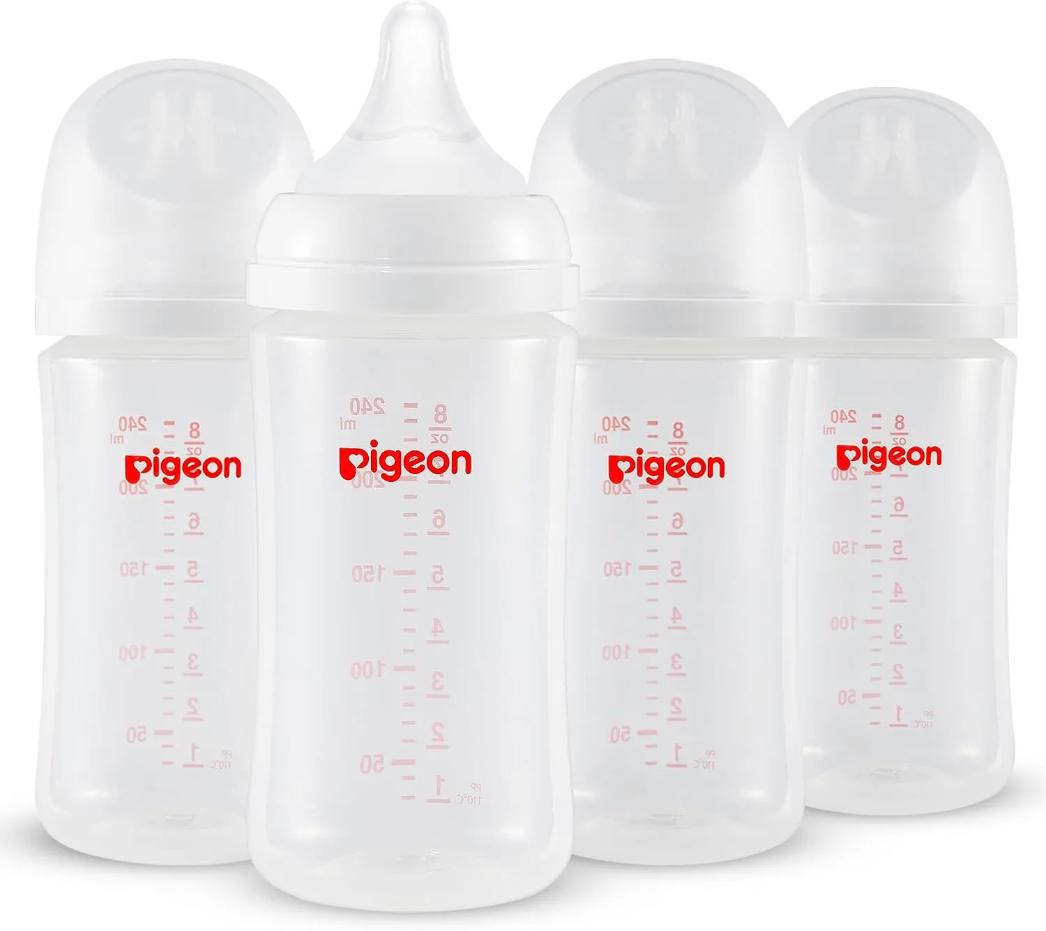 Pigeon PP Wide Neck Anti-Colic Nursing Bottle, 8.1 oz, 4-Pack