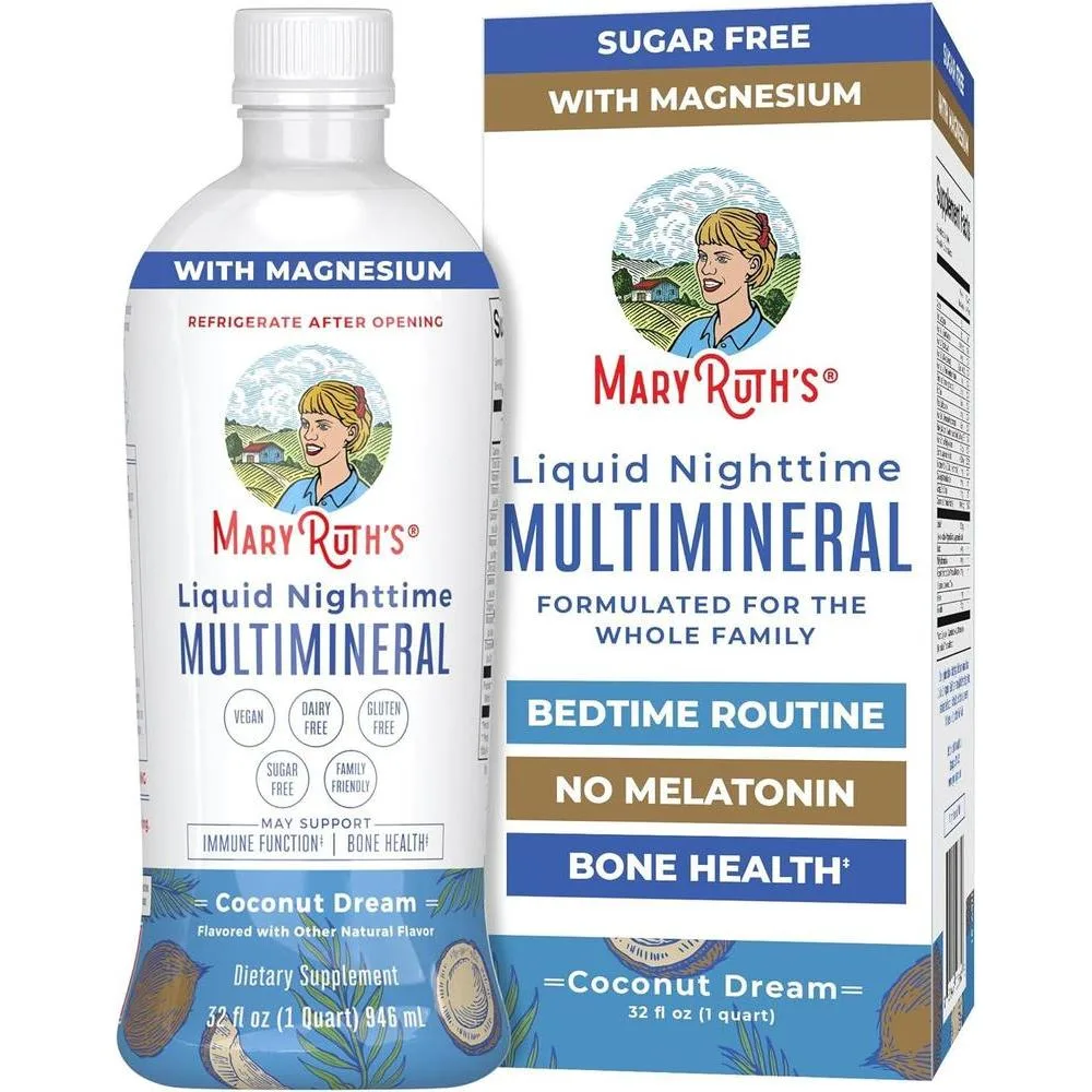 Multimineral líquido natural para dormir, vegano sin melatonina, con magnesio, calcio y vitaminas, sabor coco y sin OMG