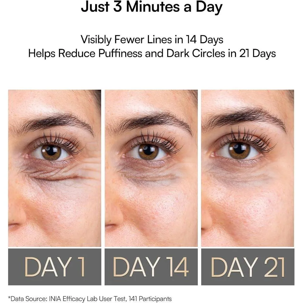 Dispositivo 4 en 1 de belleza con terapia de luz roja, calor, masaje y vibración para ojeras, hinchazón y reafirmar la piel