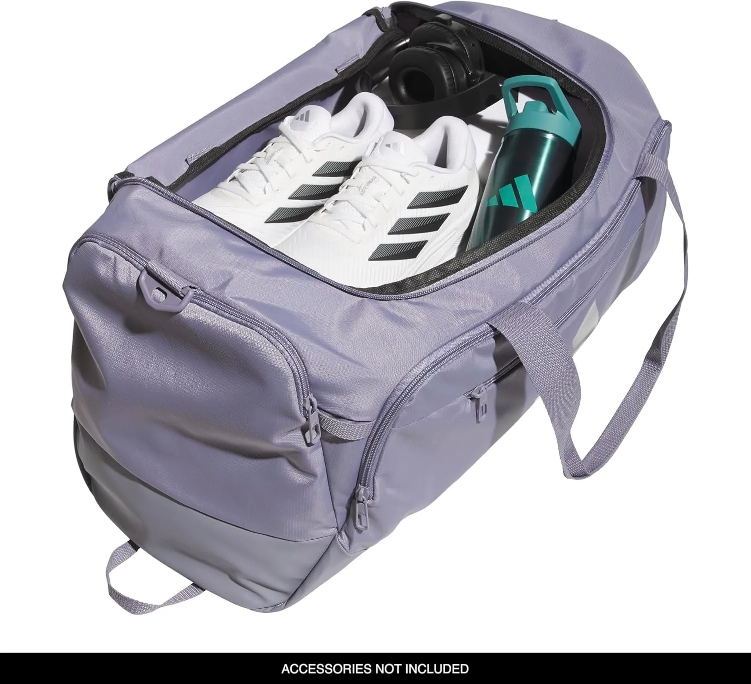 Adidas Defender 5 Duffel Bag for Sports, Gym and Travel, Slate Grey/Silver Metallic, OSFA