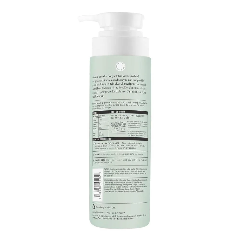 Naturium The Perfector Gel de baño con ácido salicílico y limpiador suave, ideal para purificar y suavizar la piel