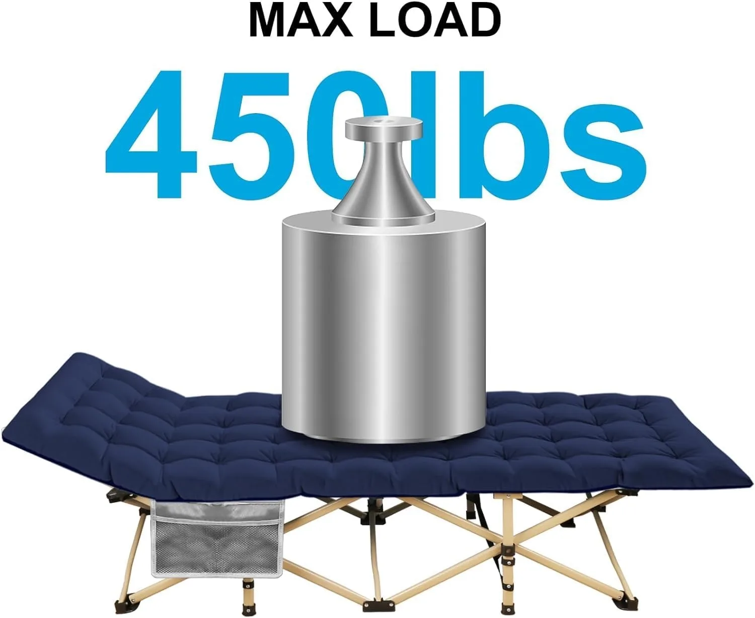 ARAER Camping Cot, 450LBS(Max Load), Portable Folding Outdoor Bed with Carry Bag