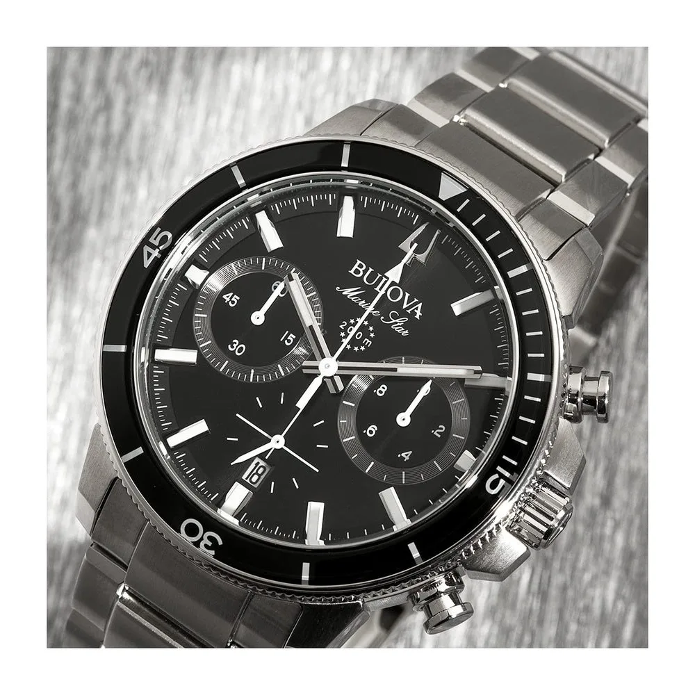Bulova Marine Star Series C Reloj de Cuarzo Cronógrafo para Hombre con Esfera Negra y Acero Inoxidable