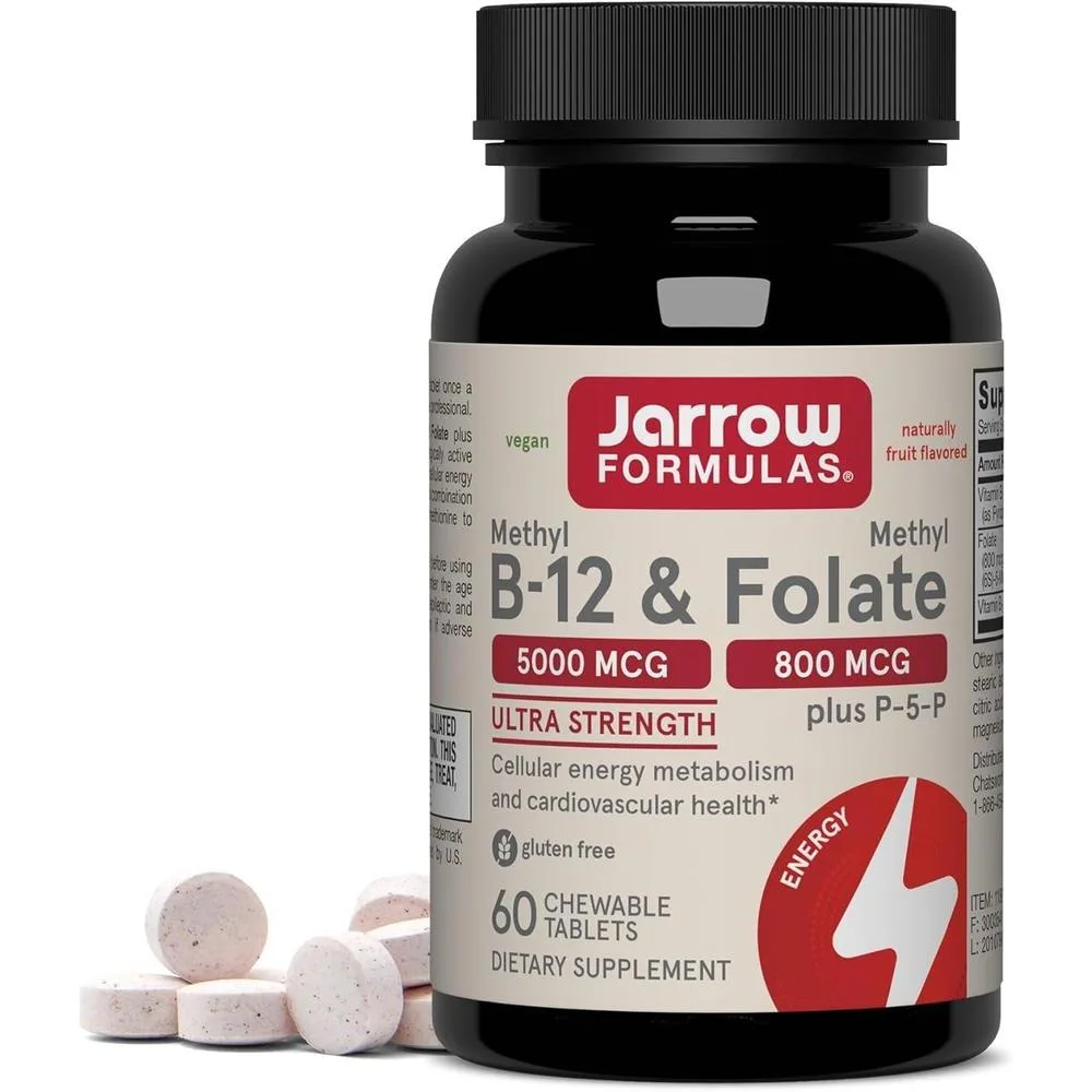 Jarrow Methyl B-12 & Methyl Folate Supplement, 60 Chewable Tablets