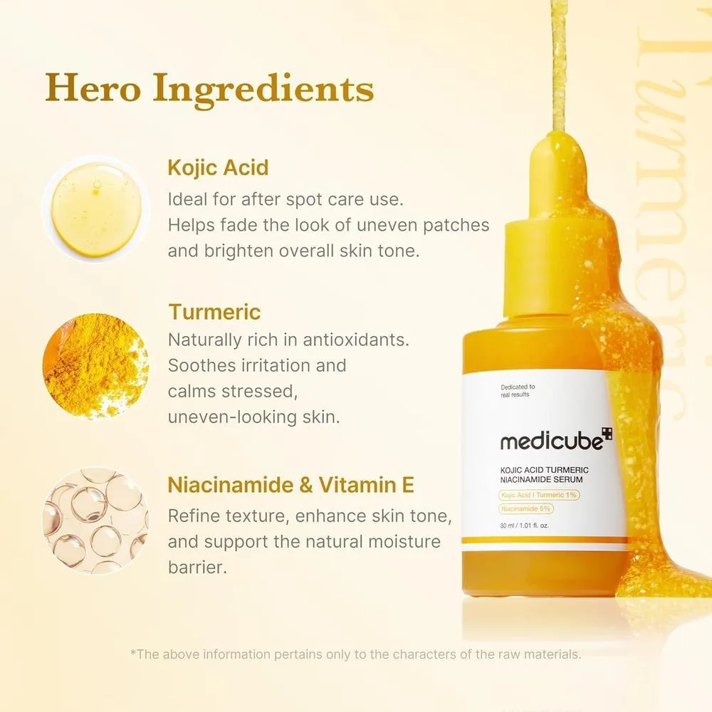 Suero Facial Medicube Cúrcuma Niacinamida 29.85ml Calmante e Iluminador
