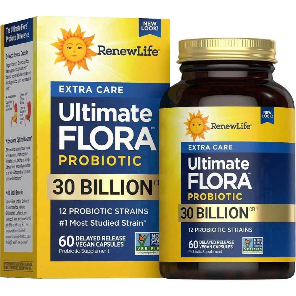 Suplemento Probiótico Renew Life Extra Care Ultimate Flora 60 cápsulas