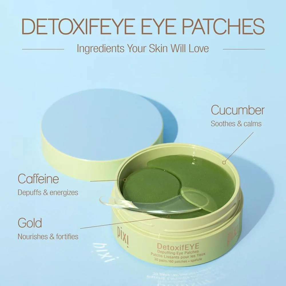 Pixi Detoxifeye Parches Hidrogel Ojos Ácido Hialurónico Y Cafeína, Pepino 60 Parches