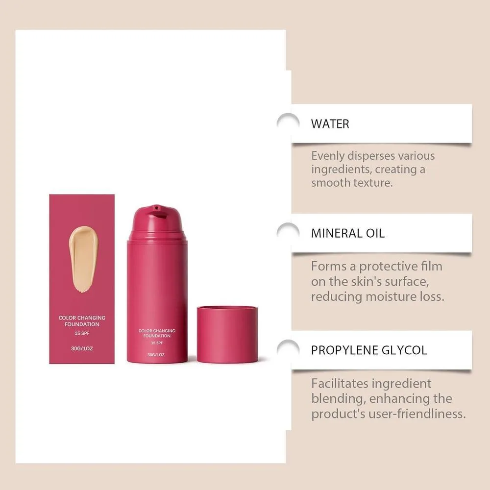 Base Líquida Que Cambia De Color, Adaptadora Del Tono De Piel Para Acabado Natural, SPF 15, 30 Ml