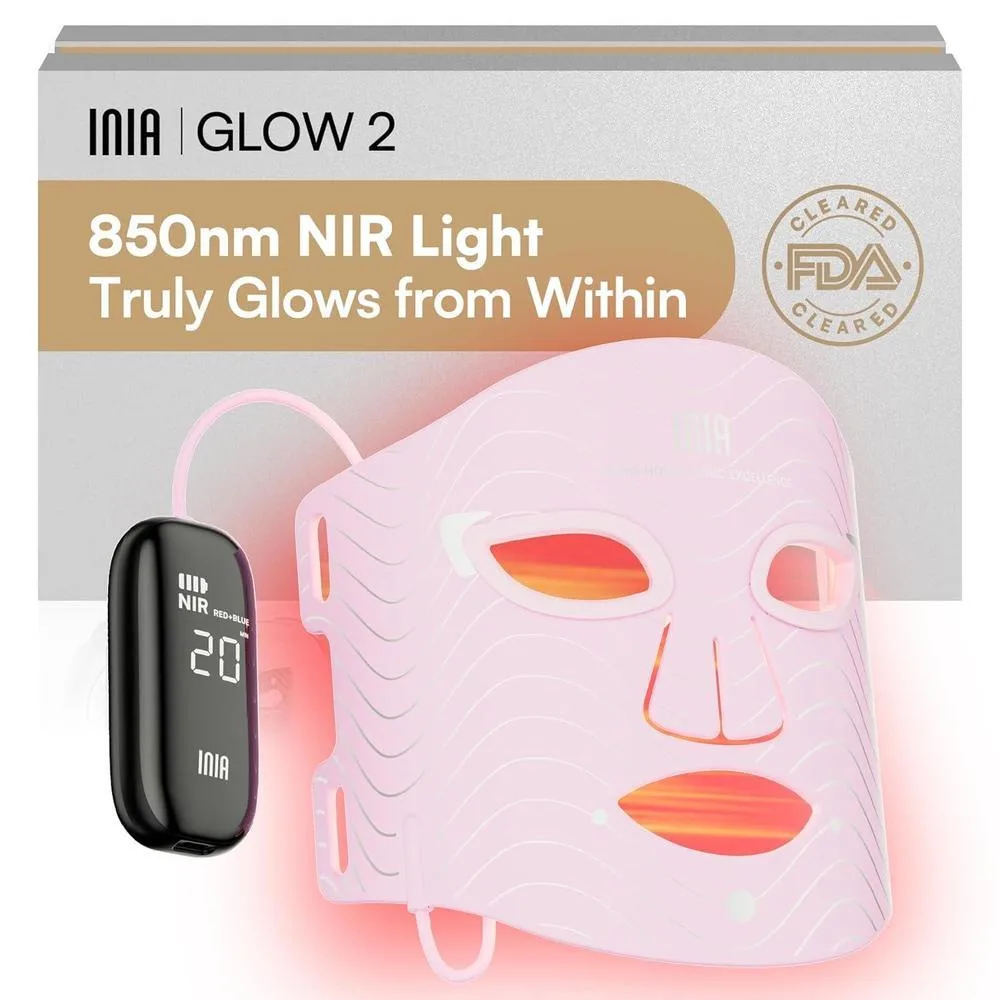 Mascarilla Facial INIA Red Light Therapy con LED 850nm NIR y 4 Modos